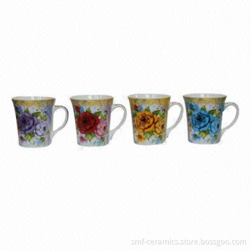 14oz New Bone China/Ceramic Square Trumpet Mugs, Various Colors Available